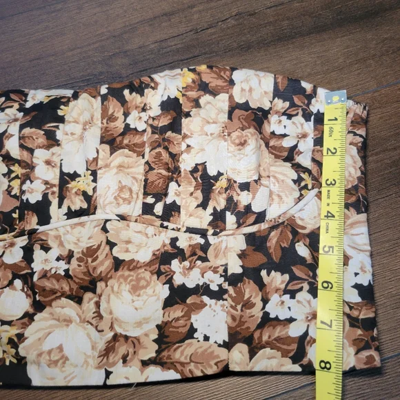 Abercrombie & Fitch Strapless Floral Cream & Brown Top With Boning Womens Size M - Picture 10 of 10